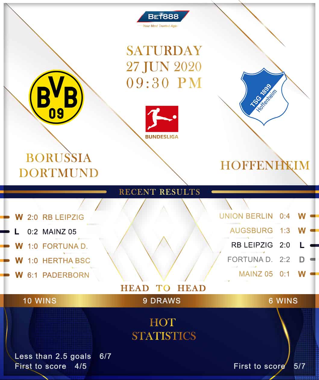 Borussia Dortmund vs  TSG Hoffenheim 27/06/20
