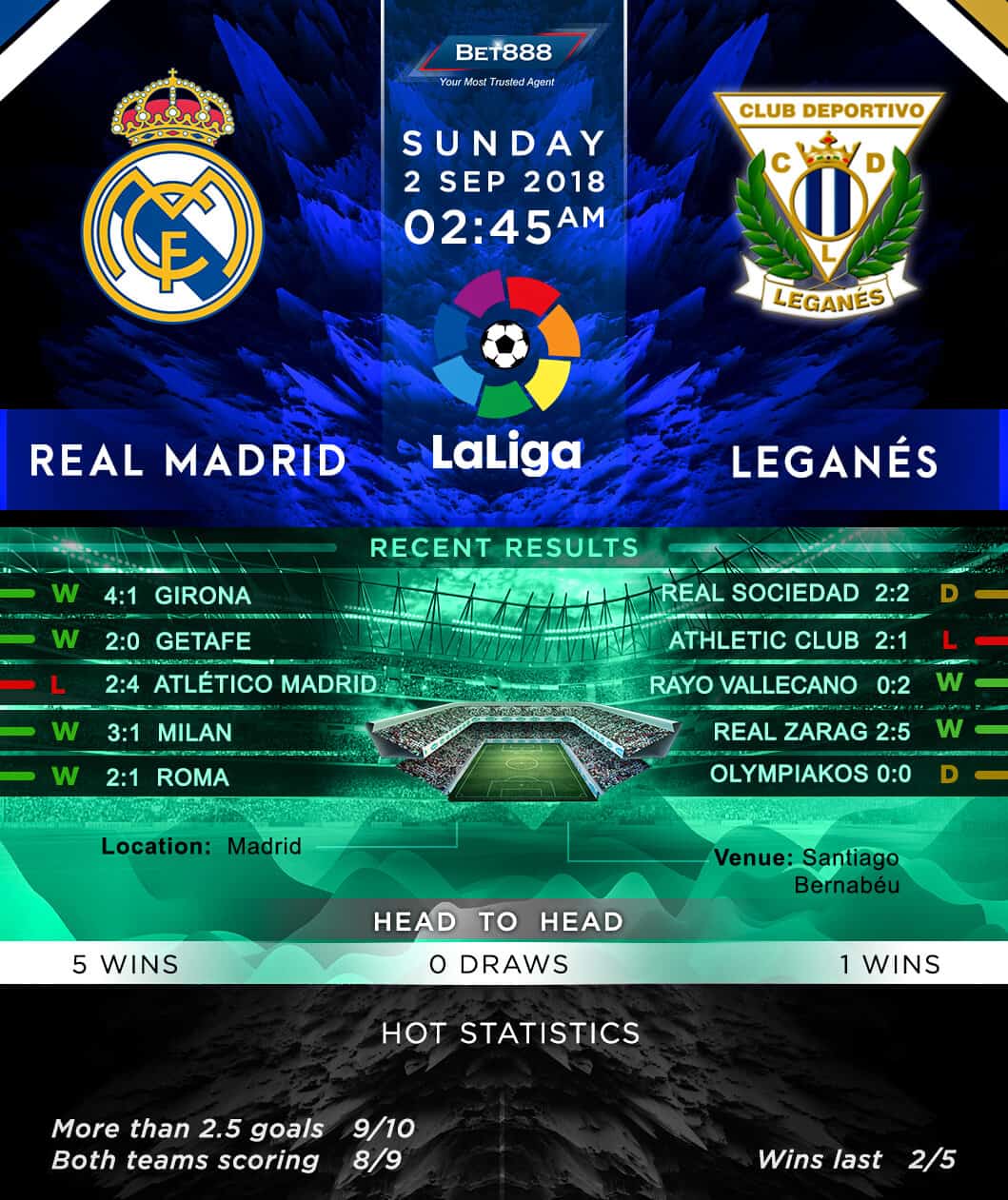Real Madrid vs Leganes 02/09/18