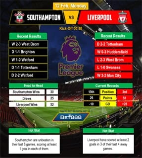 Southampton vs Liverpool 11/02/18